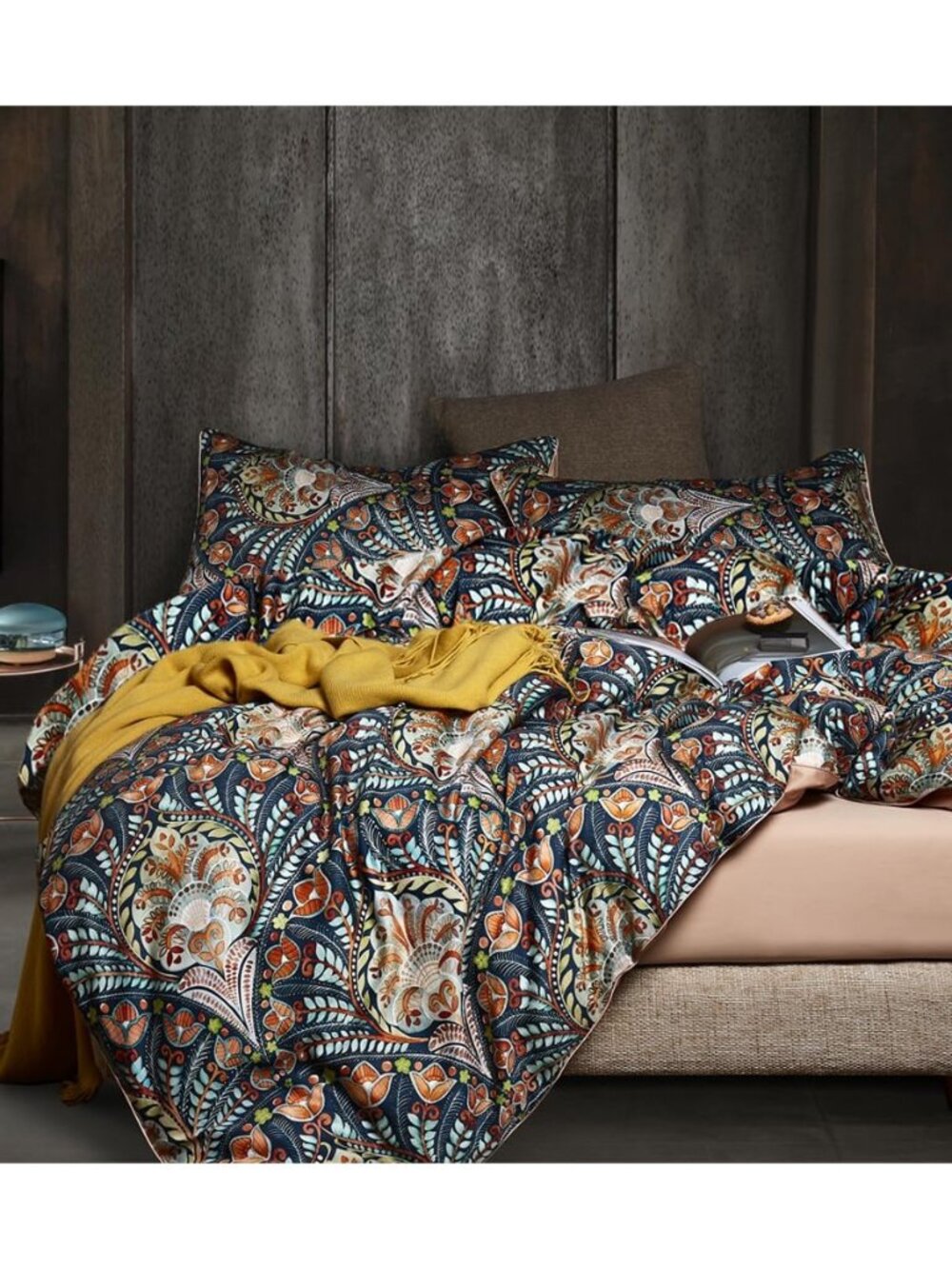 King Size Comforter Set Paisley Print 3 Pieces Boho Vibrant Colors Floral